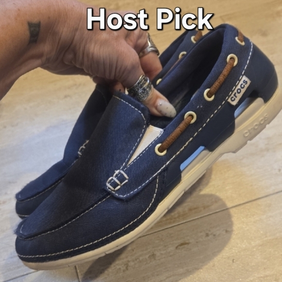 CROCS Shoes - CROCS Unisex Blue Canvas Loafers/Boat Shoes